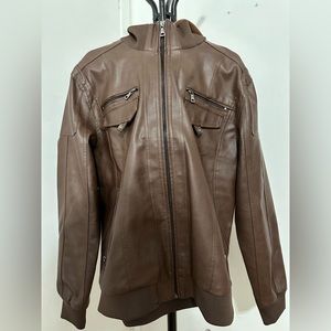 Men's Faux Leather Jacket Bomber Motorcycle Casual Jackets Winter Vintage
